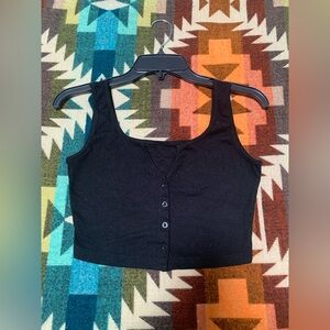 Black Button-Up Crop Top